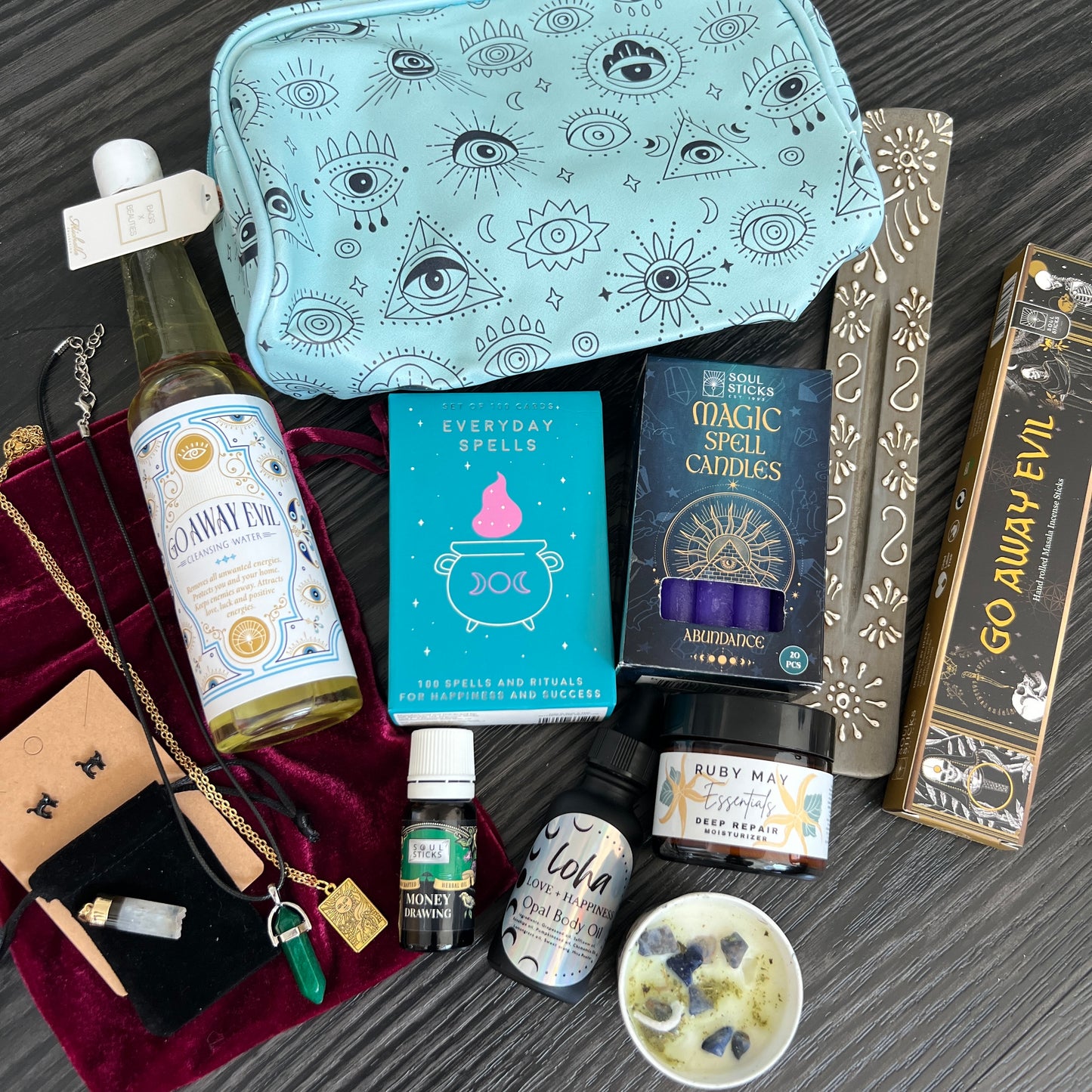 Celestial Witchy Grab Bag room decor, room spray incense, eyeshadow, lipgloss,
