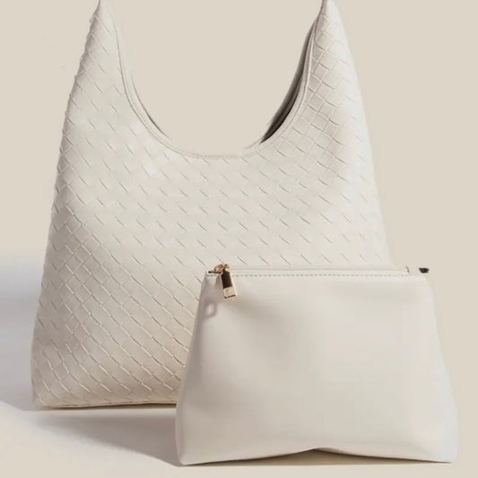 Woven Faux Leather Tote Bag