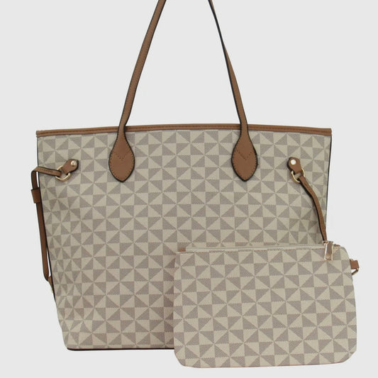 2-in-1 Vegan Leather Tote Handbag