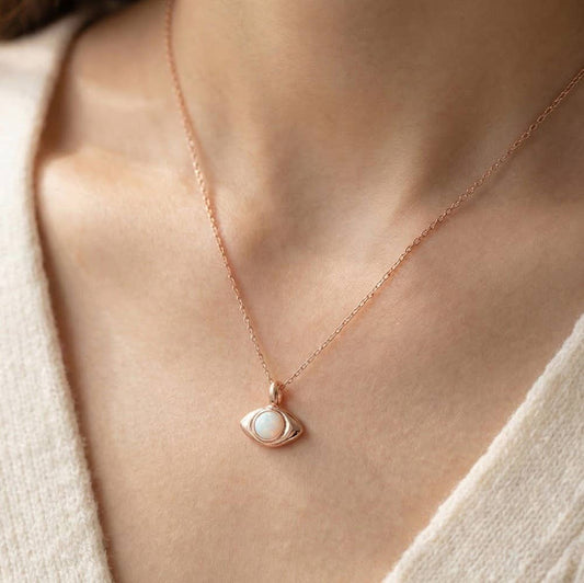 Opal Evil Eye Pendant Necklace