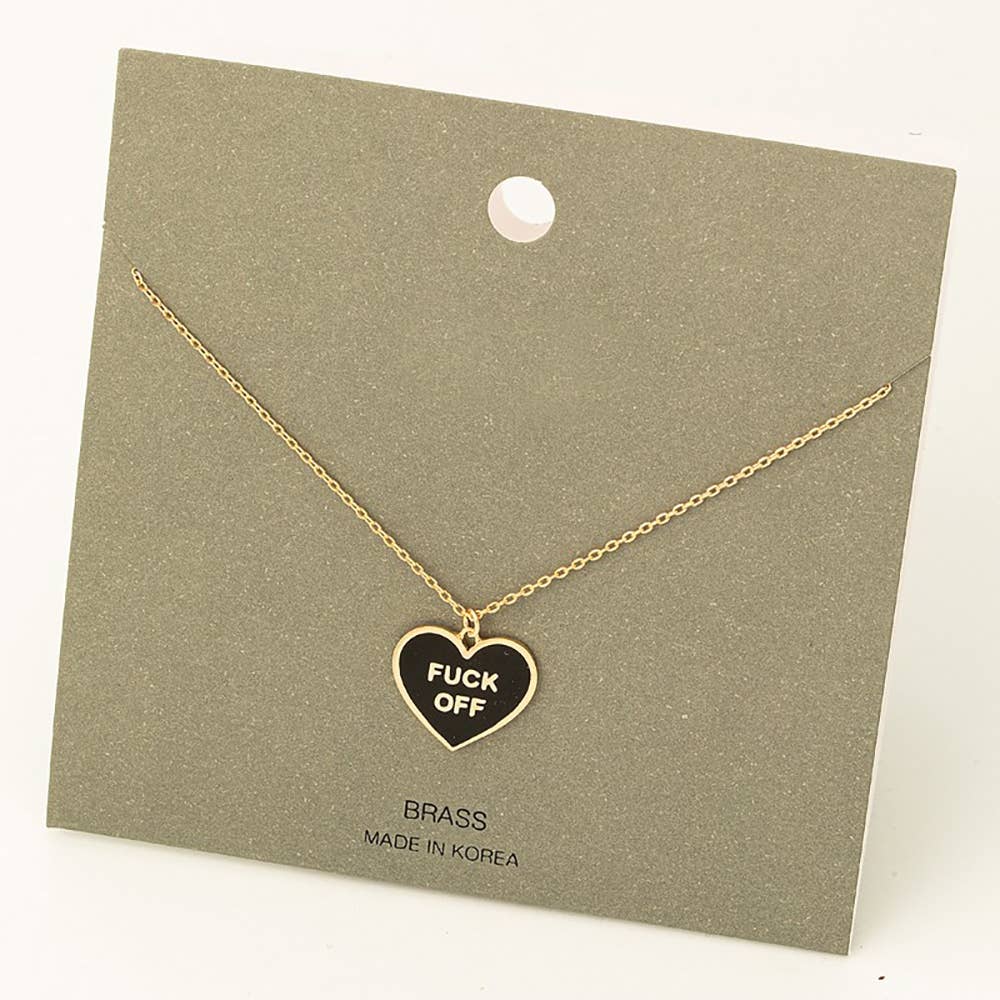 Fuck Off Heart Pendant Necklace