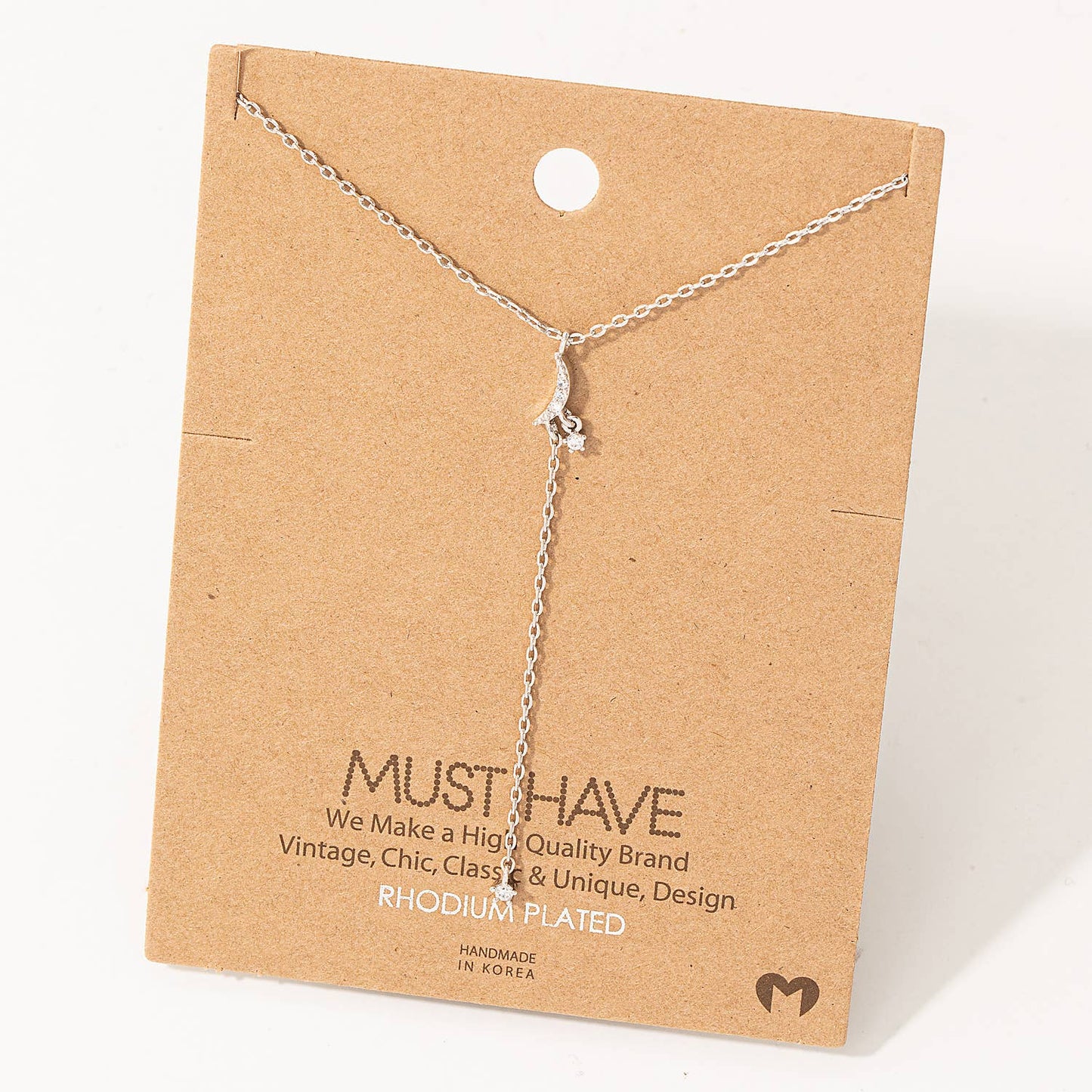 Dainty Chain Crescent Moon Y Necklace