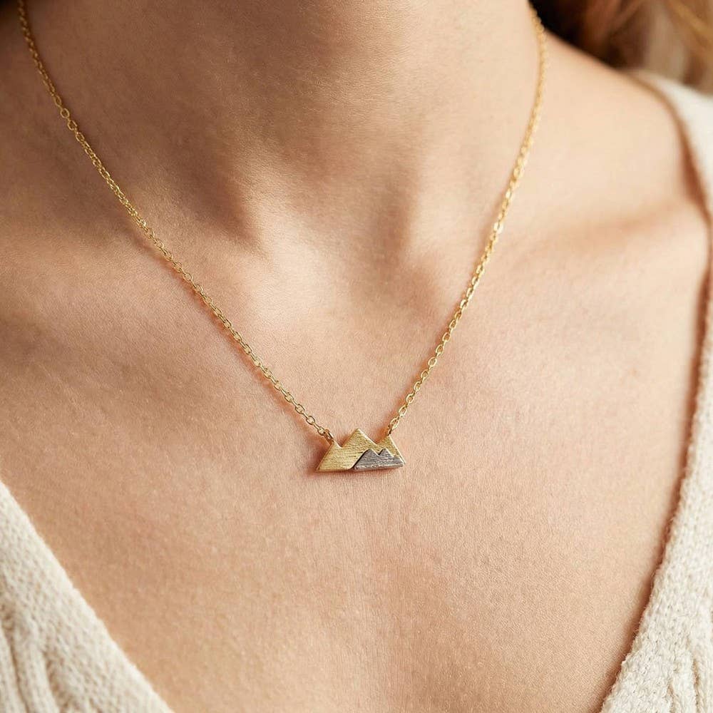 Gold Dipped Dainty Mini Mountain Pendant Necklace