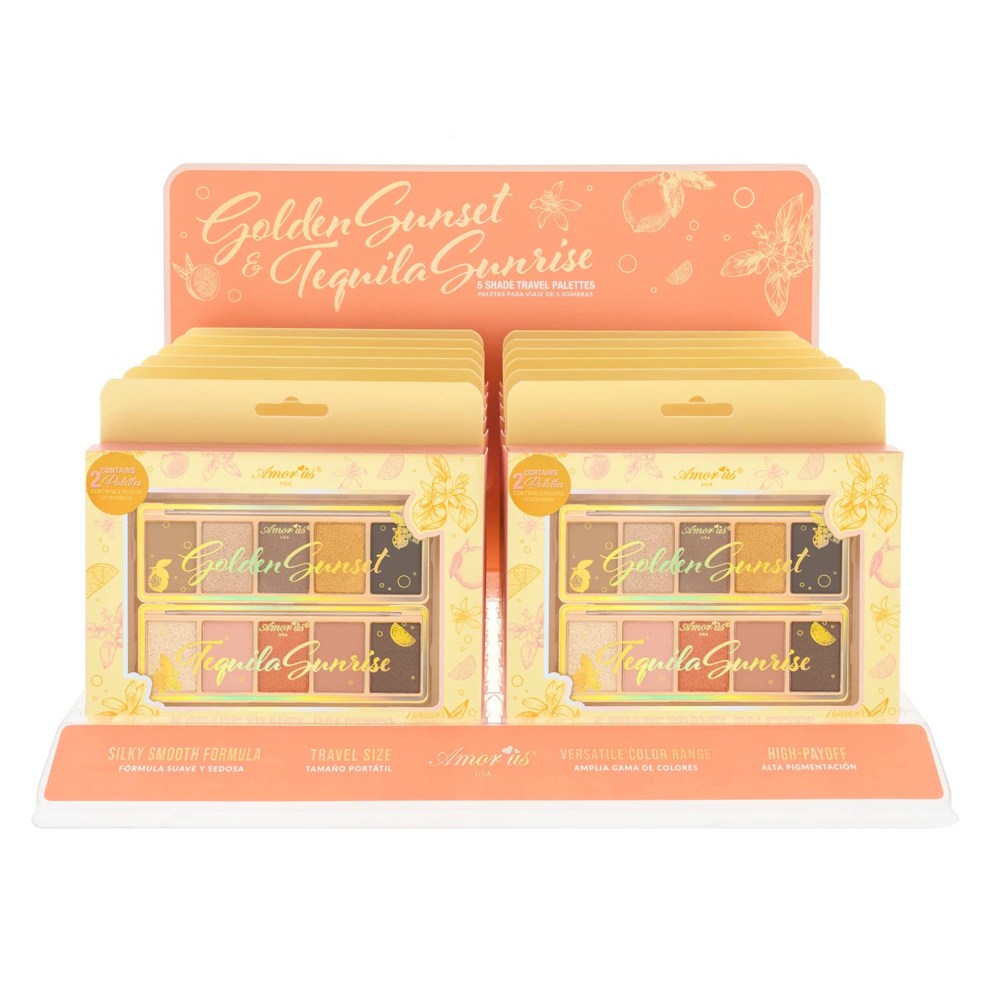 AMORUS - 5 SHADE TRAVEL PALETTES - GOLDEN SUNSET AND TEQUILA SUNRISE