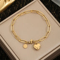 Heart Paperclip Chain Bracelet 18k Gold Dipped