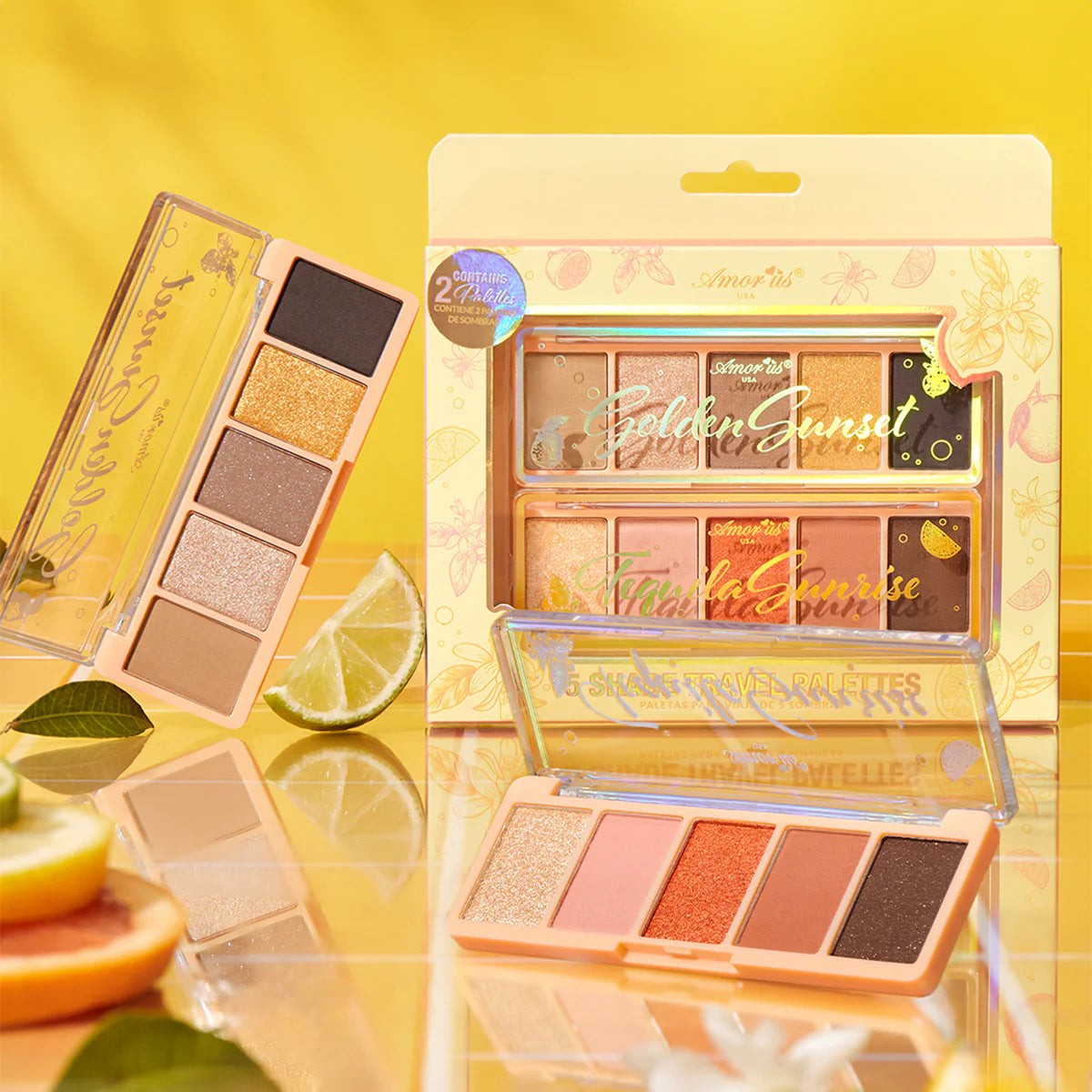 AMORUS 5 Shade Travel Palettes- Golden Sunset & Tequila Sunrise
