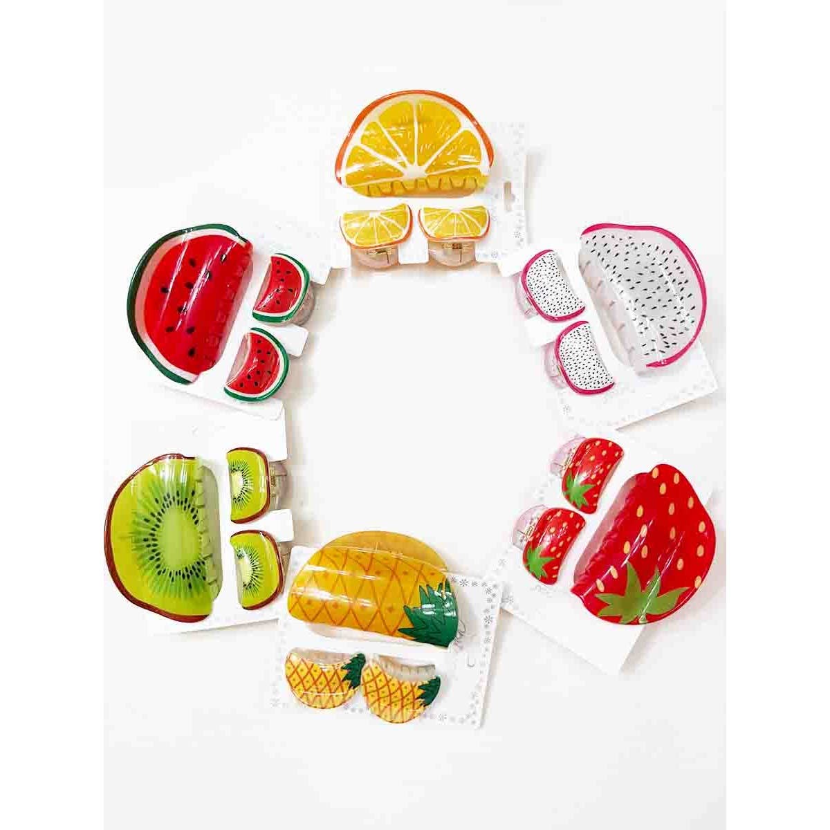 Fruit Theme Hair Trio Claw Set