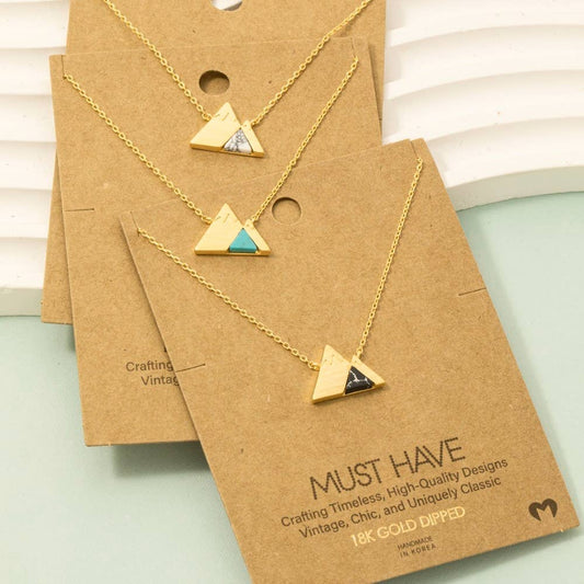 Gold Dipped Stone Mountain Pendant Necklace